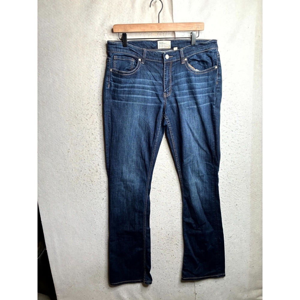 BKE Payton Bootcut Jeans Women 31XL Blue Whiskered Denim Cotton Stretch Mid Rise